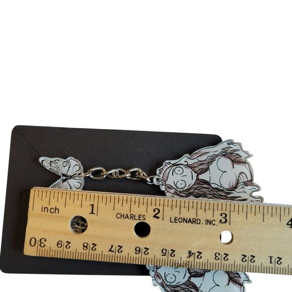Corpse Bride Earrings Gothic Butterfly Chain Dangle Bride Halloween NWT 3.5" - Picture 3 of 12